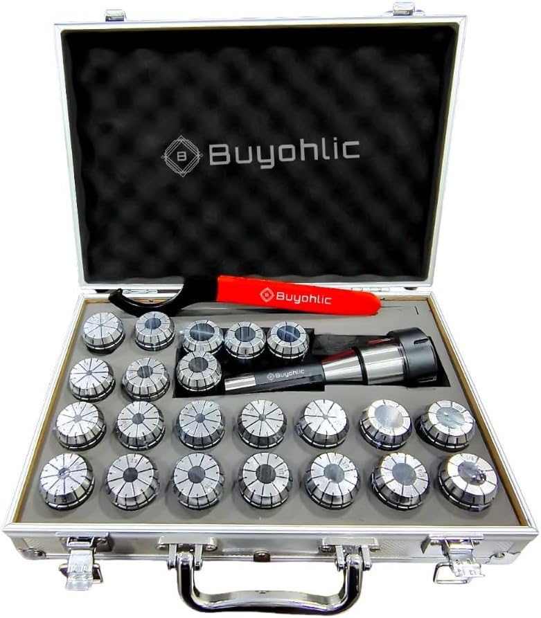 R8 Taper ER32 Collet Set Chuck Kit with 12 PCS Collets set CNC Processing Boring Milling Drilling Silk Attack Sculpture(0.0004'' Accuracy)