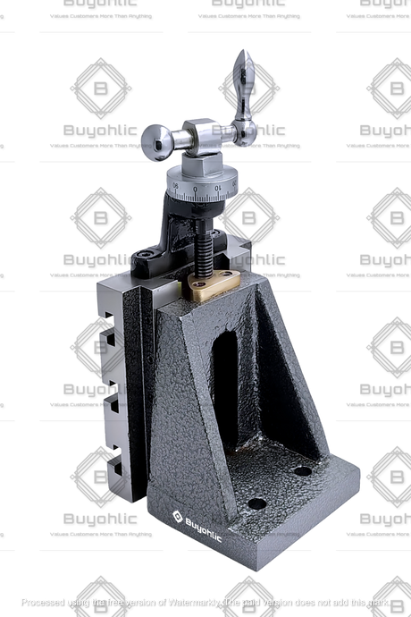 Milling setup using fixed base vertical slide and 50 mm vise