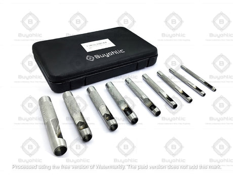 Buyohlic 9 Pcs Leather Hole Punch Round Working Hollow Cutting Mat for Watch Band, Belt, Wristband DIY Leather Crafting