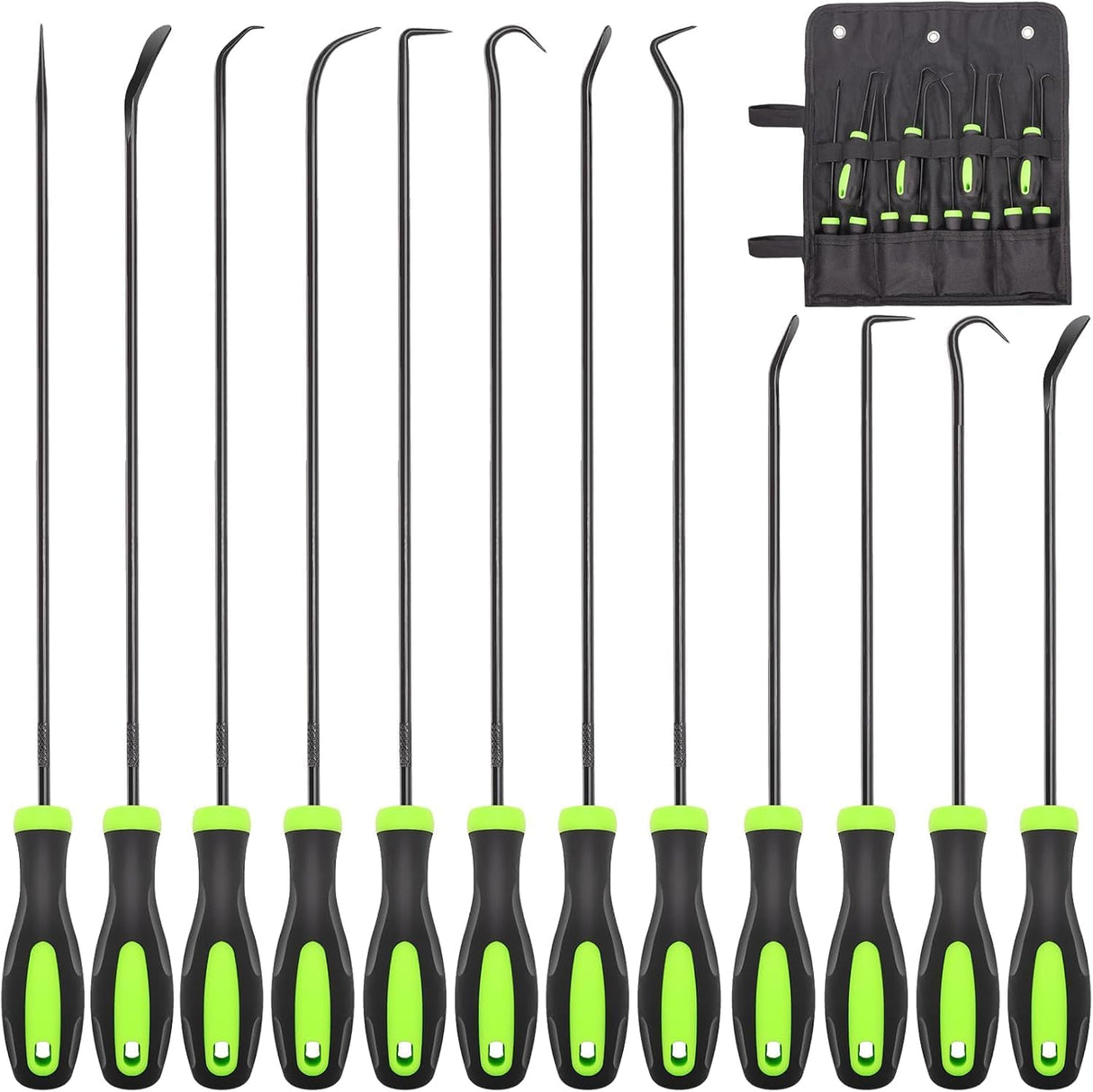 12 Pcs Automotive Hook & Pick Tool Kit, Long and Mini Precision Puller Remover Set, Car Repair Essentials for O-Ring, Seal & Gasket Removal, Mechanic Tools