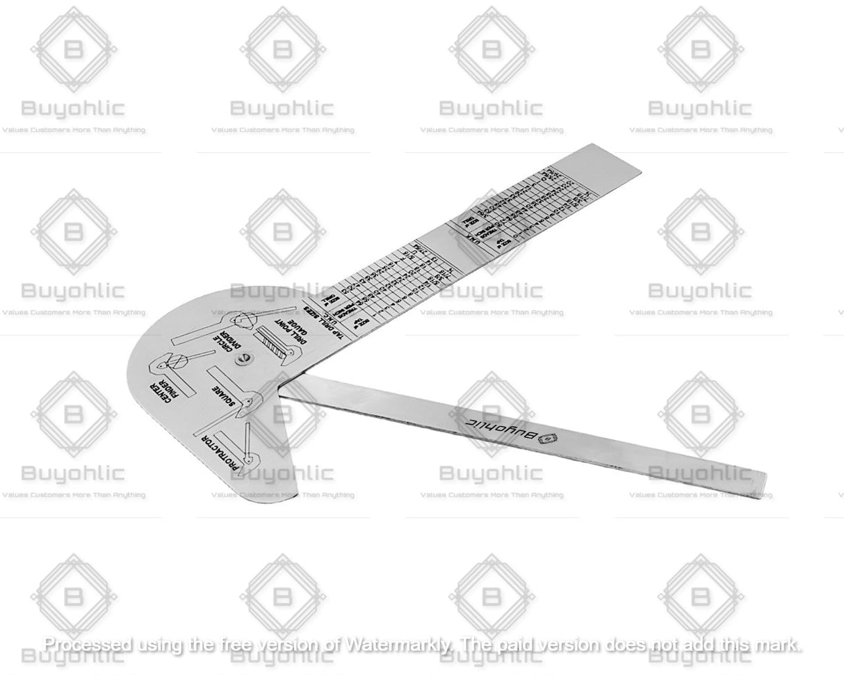 Multi Purpose Protractor Square Rule Centre Finder Drill Point Gauge Hand Tools