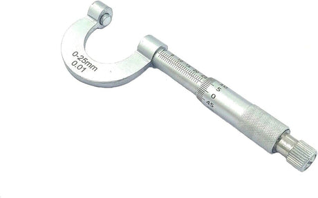 Economical Outside Micrometer, Chrome Plated Finish, Ratchet Stop, 0-25 mm Range // Screw Gauge