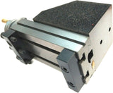 Side view showing installed mini lathe vertical slide on bench lathe