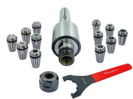 ER25 - 12 Pcs Collet Set (Range 1/8 -5/8" ) Collet Live Revolving Center With Spanner