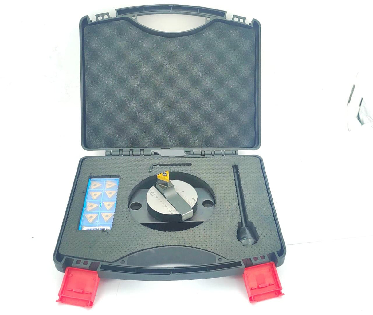 Lathe Oval Base Ball Turning Attachment with Graduation Scale with 10 x Spare Cutting Bit Box