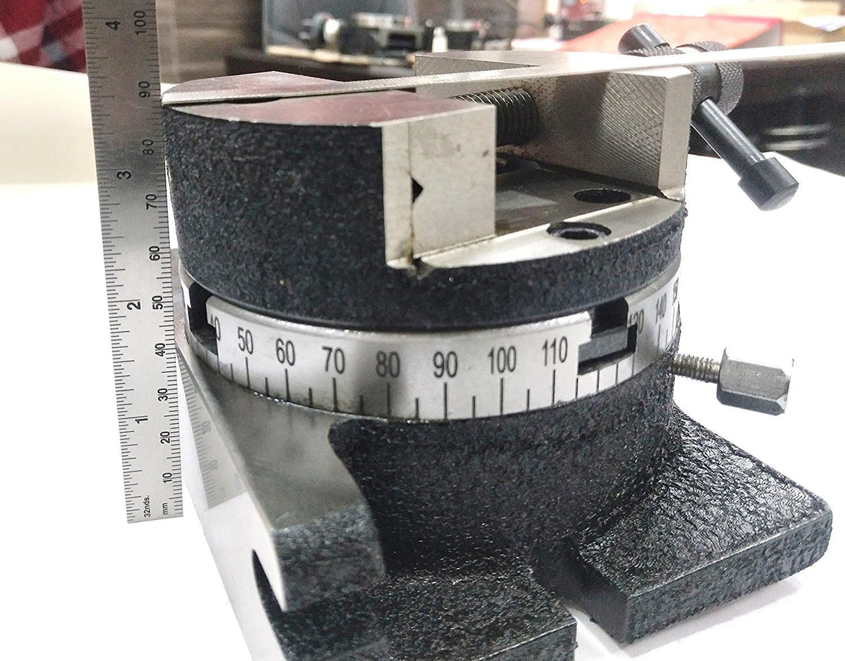 HV 4" (100 mm) Regular Milling Indexing Horizontal Vertical Rotary Table with Round Vice- Metal Working