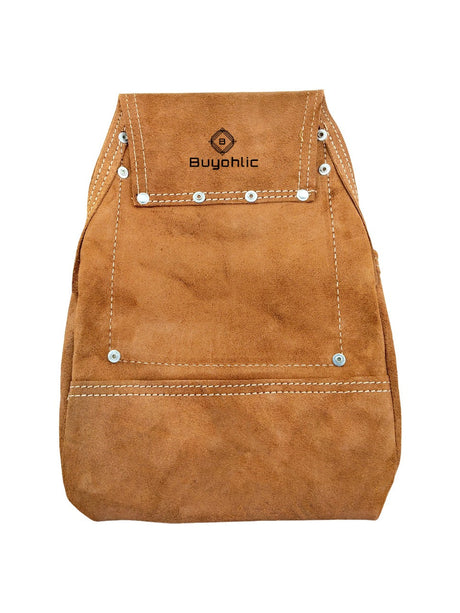 Heavy-Duty Suede Carpenter's Tool & Nail Bag – 10-Pocket Construction Pouch, Dark Tan