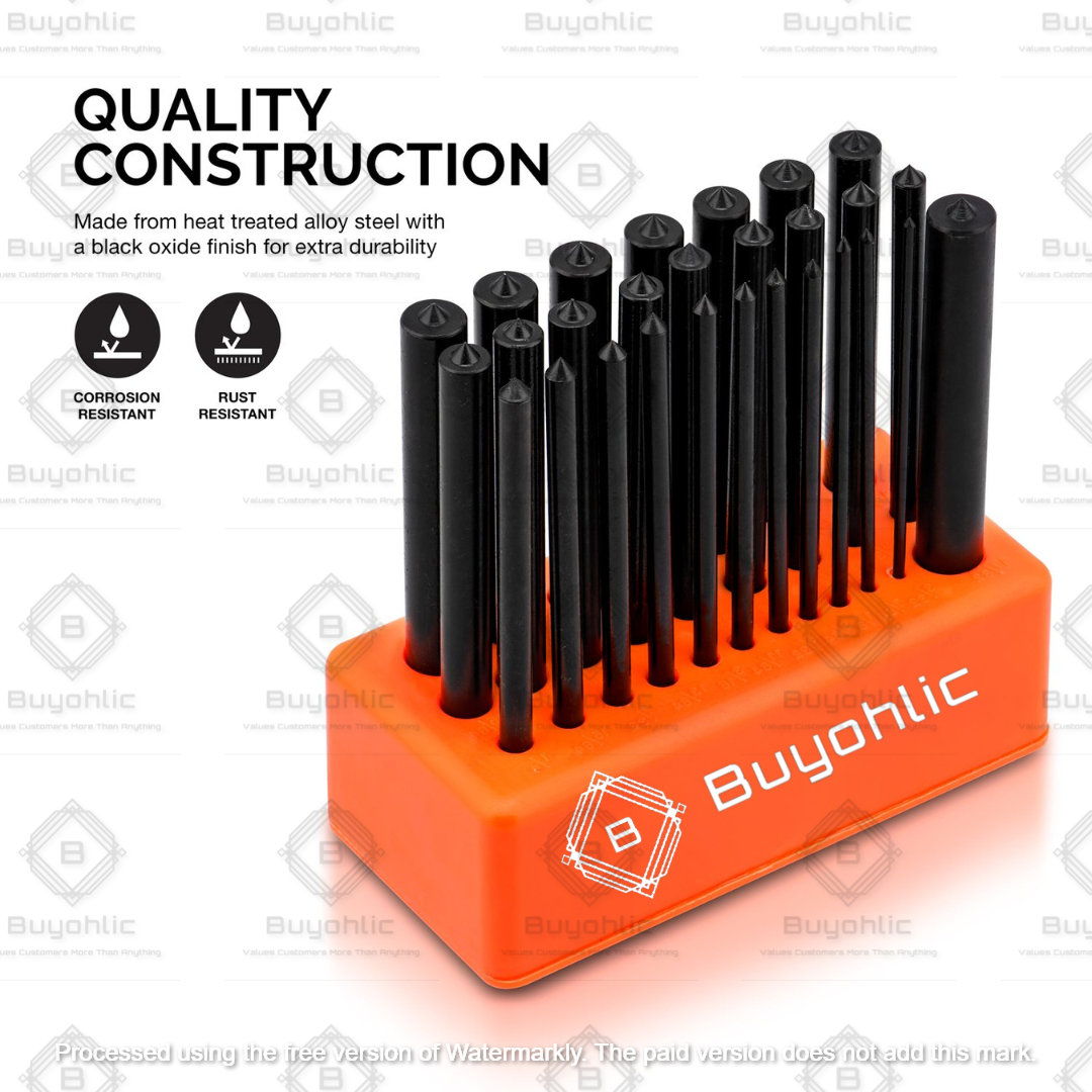 28 Piece Transfer Punch Set, 3/32" - 1/2", Heat Treated Alloy Steel Forging