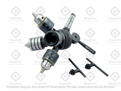 Grip-Fast 2MT head Tailstock Turret for Lathe, Alloy Steel & Stainless Steel, Includes 1 Live Centre, Die Holder, 2 Drill Chucks, Comprehensive Accessory Set