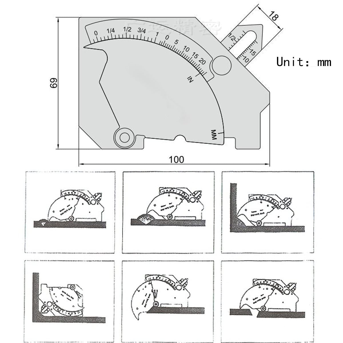 Welding Ruler Bridge Cam Gauge Weld Bead Measurement Tool Stainless Steel Inspection Gauge For Surface Butt Joints Throat Checking Metric and Ulnar Scales