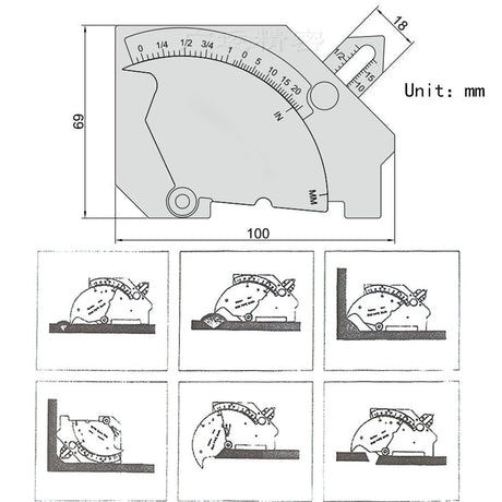 Welding Ruler Bridge Cam Gauge Weld Bead Measurement Tool Stainless Steel Inspection Gauge For Surface Butt Joints Throat Checking Metric and Ulnar Scales