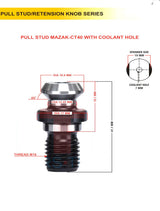 Set of 5 Mazak SK40 Pull Stud | With Hole / Without Hole | MAS403 | CNC Tool Holder