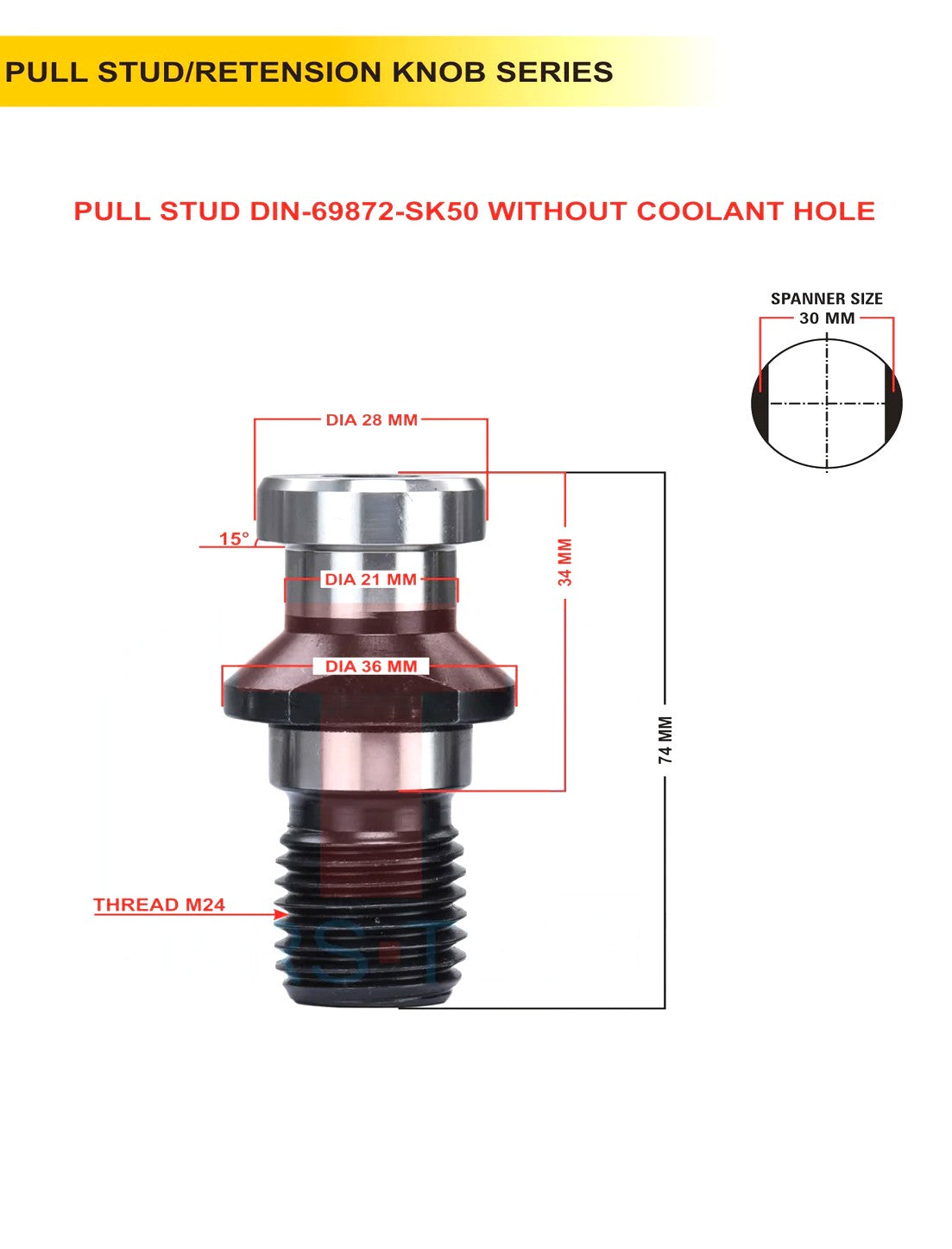 SK50 DIN69872 Pull Stud – With Hole / Without Hole | MAS403 | CNC Tool Holder