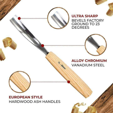 Wood Carving Tools, 12-Piece Wood Whittling Kit with Mallet and Canvas Case Woodworking Chisel Set for Beginners and Professionals