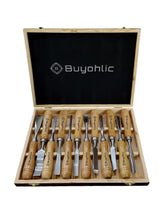 12-Pieces Woodworking Wood Chisel Set with Wooden Box Razor Sharp CR-V 60 Steel Blades